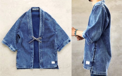 【特大サイズ】BLUE SAKURA 刺し子 着物ジャケット（半袖）DNTSW07LID 着物 ジャケット モダンジャケット 上着 服  ファッション  岡山県 倉敷市
