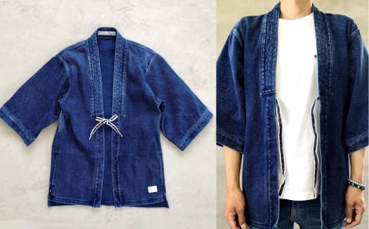 【小サイズ】BLUE SAKURA 刺し子着物 ジャケット（半袖）DNTSW07ID 着物 ジャケット モダンジャケット 上着 服  ファッション  岡山県 倉敷市
