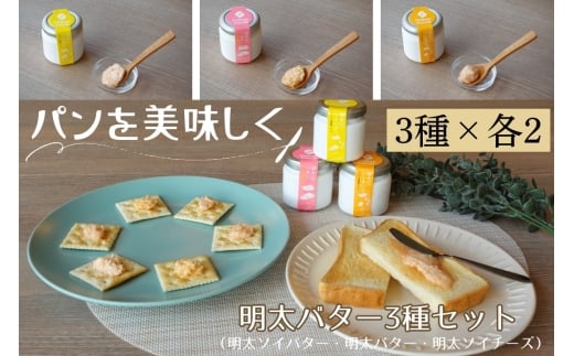 パンを美味しく　明太バター・明太ソイバター・明太ソイチーズ3種×２セット【ちかえフーズ】_HA1669	