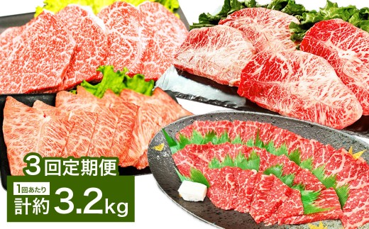 【3カ月定期便】 【焼肉？ ステーキ？ 赤身とミスジを味わう！】 おおいた和牛 赤身焼肉・ミスジ焼肉・赤身ステーキ・ミスジステーキ 約3.2kg×3回 計約9.6kg