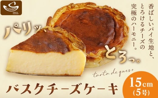 バスクチーズケーキ 15cm 5号 《30日以内に出荷予定(土日祝除く)》和歌山県 紀の川市 サクセム株式会社 バスク チーズ ケーキ クリームチーズ パイ生地