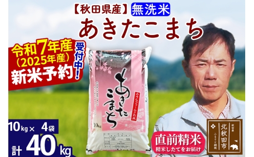※令和7年産 新米予約※秋田県産 あきたこまち 40kg【無洗米】(10kg袋)【1回のみお届け】2025年産 お届け時期選べる お米 みそらファーム