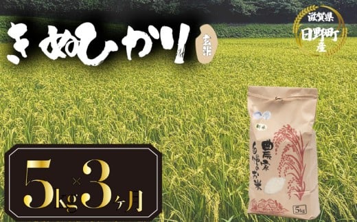 【 令和7年産 新米 5kg 定期便 3ヶ月 】 きぬひかり 米 玄米 国産 滋賀県 日野町 農家直送 お米 おこめ こめ 産地直送 ふるさと納税 2305321 - 滋賀県日野町