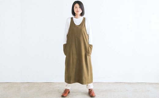 ロングエプロン_オリーブ S