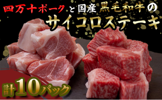 国産 黒毛和牛 A4ランク以上 サイコロステーキ と 四万十ポーク の サイコロステーキ 計10パック | 最上位等級 A4 A5 最高 ランク 贅沢 豚肉 ブランド豚 国産 牛肉 高知県 須崎市 TM056