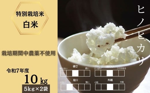 ＜令和7年産新米 先行予約受付中・令和7年11月上旬以降順次発送＞佐賀県産特別栽培米ヒノヒカリ 白米10㎏（栽培期間中農薬不使用）［A0212-0006］ 2297118 - 佐賀県佐賀県庁