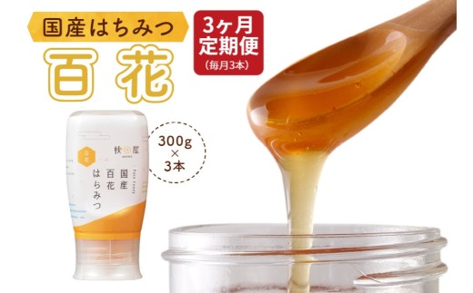 [3ヶ月定期便]《国産はちみつ》百花 (300g×3本)  2307995 - 岐阜県本巣市