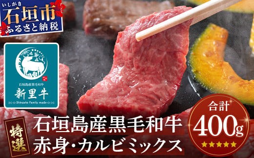 石垣島産 黒毛和牛 新里牛 [特選]赤身・カルビ焼肉ミックス(400g×1袋)[ 焼肉 特選 カルビ 赤身 牛肉 和牛 バーベキュー BBQ 石垣 石垣島 沖縄 八重山 ]SZ-16