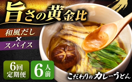 【6回定期便】 カレーうどん 6人前×6ヵ月 うどん カレー 手土産 愛西市 / アロマ・フーヅ 【配達不可：離島】 [AEAP048] 2276664 - 愛知県愛西市