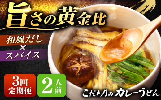 【3回定期便】 カレーうどん 2人前×3ヵ月 うどん カレー 手土産 愛西市 / アロマ・フーヅ 【配達不可：離島】 [AEAP043] 2276659 - 愛知県愛西市