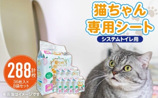 猫ちゃん専用シート システムトイレ用 36枚入×8袋セット _ ペットシーツ 猫ちゃん専用シート システムトイレ用 36枚入 × 8袋 セット 各社共通サイズ 約29cm × 43cm 猫用 ユッカ抽出物 強力消臭 厚型シート 抜群 吸収力 漏れにくい シンプル 使いやすい 愛猫 猫 日用品 消耗品 ペット用品 福岡県 久留米市 送料無料 _Qx079