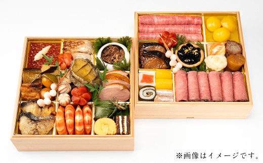 【2025年12月31日着】松阪肉老舗 柿安 料亭おせち 二段重 ／ おせち お節 グルメ 2026 正月 お祝い 新春 迎春 松阪肉 松阪牛 和牛