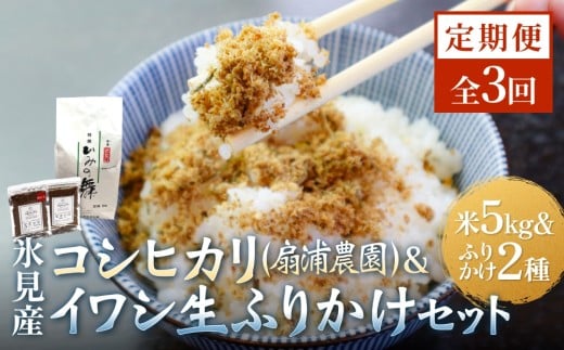 【3回定期便】扇浦農園氷見産コシヒカリ5kg ＆ 氷見産イワシ生ふりかけ2種セット 米 コシヒカリ ふりかけ おかず 定期便 富山県 氷見市
