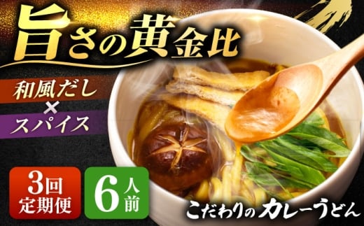 【3回定期便】 カレーうどん 6人前×3ヵ月 うどん カレー 手土産 愛西市 / アロマ・フーヅ 【配達不可：離島】 [AEAP047] 2276663 - 愛知県愛西市