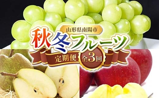 【令和8年産先行予約】 《定期便3回》 秋冬フルーツ定期便 『フードシステムズ』 シャインマスカット ラ・フランス りんご 果物 フルーツ 山形県 南陽市 [1150-R8] 290613 - 山形県南陽市