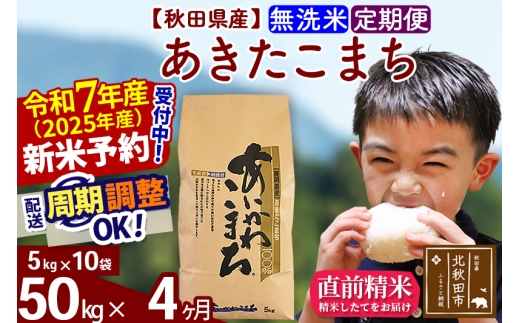 ※令和7年産 新米予約※《定期便4ヶ月》秋田県産 あきたこまち 50kg【無洗米】(5kg小分け袋) 2025年産 お届け時期選べる お届け周期調整可能 隔月に調整OK お米 藤岡農産