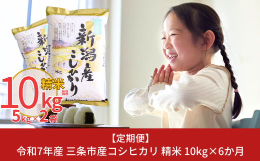 新米 先行予約 [定期便10kg×6か月] 令和7年産 新潟県三条市産コシヒカリ  計60kg 新米 こしひかり 6か月連続でお届け [株式会社白熊]【076S002】
