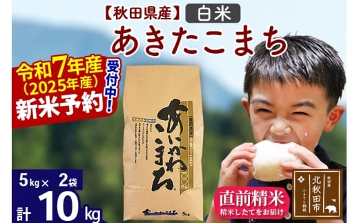 ※令和7年産 新米予約※秋田県産 あきたこまち 10kg【白米】(5kg小分け袋)【1回のみお届け】2025年産 お届け時期選べる お米 藤岡農産