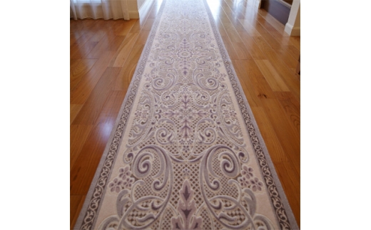 日本製 廊下カーペット 65cm×440cm ＜モダンオーナメント＞ 滑り止め ホワイトラベンダー【1664154】 2295906 - 大阪府和泉市