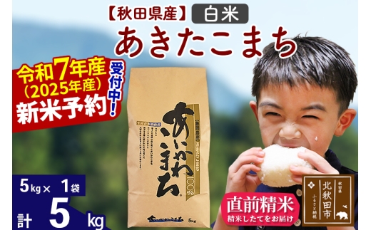 ※令和7年産 新米予約※秋田県産 あきたこまち 5kg[白米](5kg小分け袋)[1回のみお届け]2025年産 お届け時期選べる お米 藤岡農産