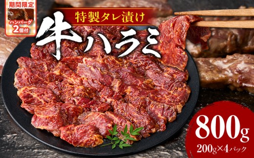 牛ハラミ　肉屋こだわりの特製タレ漬け800g（200g×4P）＋ハンバーグ（250g×2個）【～10/31までの期間限定】・T133