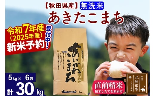※令和7年産 新米予約※秋田県産 あきたこまち 30kg【無洗米】(5kg小分け袋)【1回のみお届け】2025年産 お届け時期選べる お米 藤岡農産