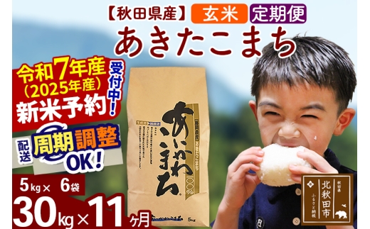 ※令和7年産 新米予約※《定期便11ヶ月》秋田県産 あきたこまち 30kg【玄米】(5kg小分け袋) 2025年産 お届け時期選べる お届け周期調整可能 隔月に調整OK お米 藤岡農産