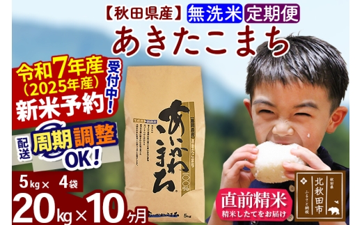 ※令和7年産 新米予約※《定期便10ヶ月》秋田県産 あきたこまち 20kg【無洗米】(5kg小分け袋) 2025年産 お届け時期選べる お届け周期調整可能 隔月に調整OK お米 藤岡農産