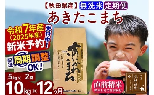 ※令和7年産 新米予約※《定期便12ヶ月》秋田県産 あきたこまち 10kg【無洗米】(5kg小分け袋) 2025年産 お届け時期選べる お届け周期調整可能 隔月に調整OK お米 藤岡農産