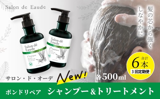 3回 定期便 サロン・ド・オーデ ボンドリペア シャンプー ＆ トリートメント 各 500ml 2本 セット 合計 6本 ダメージ補修 ボトル 液体 アロインス製薬 美容 美容品 化粧品 日用品 消耗品 高知 高知県 四万十 四万十市 しまんと 25-139