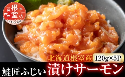 A-42096 【北海道根室産】＜鮭匠ふじい＞漬けサーモン120g×5P