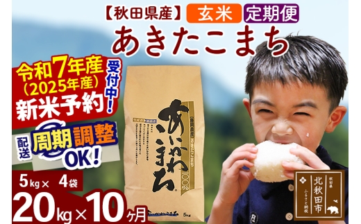 ※令和7年産 新米予約※《定期便10ヶ月》秋田県産 あきたこまち 20kg【玄米】(5kg小分け袋) 2025年産 お届け時期選べる お届け周期調整可能 隔月に調整OK お米 藤岡農産