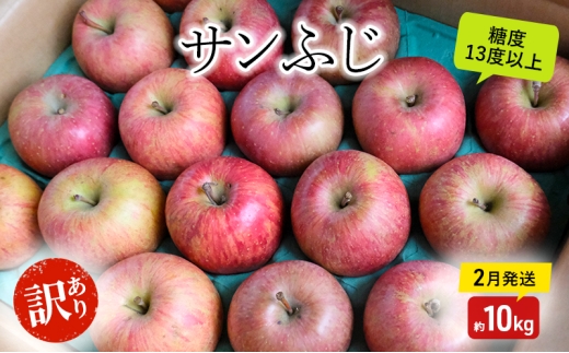 りんご【2月発送】糖度13度以上 訳あり品 家庭用 サンふじ 約10kg【青森りんご】果物類 フルーツ 林檎 リンゴ 弘前市 青森県 おやつ デザート