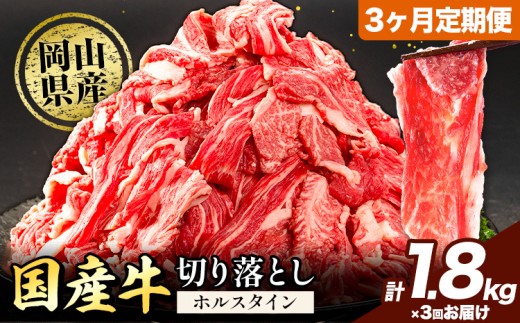 牛肉 肉 国産牛 切り落とし ホルスタイン 大容量 小分け 1.8kg × 3ヶ月定期便 《お申込み月の翌月から出荷開始》岡山県産 岡山県 笠岡市 お肉 にく カレー 牛丼 牛肉 切り落し 小分け 切落し 牛肉 小分け 牛肉