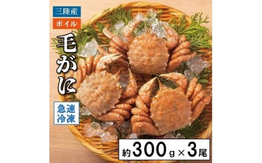 北三陸産 冷凍 ボイル 毛ガニ 約300g×3尾 かに カニ 蟹 毛蟹 かにみそ 魚介類