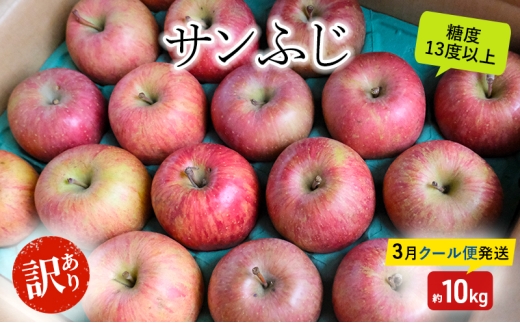 りんご【3月クール便発送】糖度13度以上 訳あり品 家庭用 サンふじ 約10kg【青森りんご】果物類 フルーツ 林檎 リンゴ 弘前市 青森県 おやつ デザート