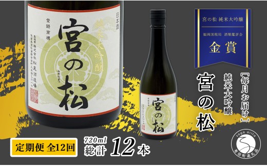 [年12回 さがん酒 定期便]大賞受賞 『宮の松 純米大吟醸酒』720ml×1本×12回 定期便 [佐嘉蔵屋] 有田町 地酒 純米大吟醸 宮の松 ほのかな甘み 720ml 12回 S180-2