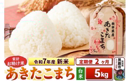 《定期便2ヶ月》令和7年産 新米【白米】家計お助け米 あきたこまち 5kg 2297732 - 秋田県男鹿市