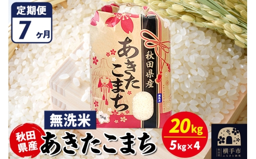 《定期便7ヶ月》あきたこまち 20kg【無洗米】令和7年産 秋田県産 こまちライン
