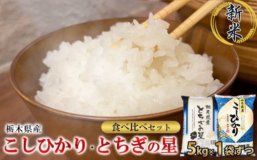 【令和7年産】栃木県こしひかり・とちぎの星食べ比べセット（精米・5kg×1袋ずつ）　※離島への配送不可 1275761 - 栃木県宇都宮市