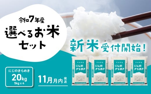 【11月月内発送】にじのきらめき 20kg 令和7年産 茨城県産 白米 精米 茨城県 お米 米 [SF378yai]