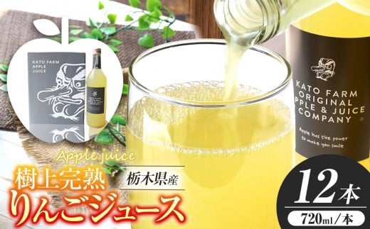 栃木県矢板市産 樹上完熟100％りんごジュース 720ml×12本入  | 林檎 リンゴ 果汁100% 産地直送   2198625 - 栃木県矢板市