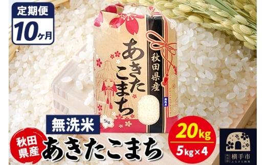 《定期便10ヶ月》あきたこまち 20kg【無洗米】令和7年産 秋田県産 こまちライン
