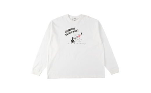 ＜Sea Sauna Shackオリジナル＞薪割りロングTシャツ ホワイト Lサイズ【1668857】