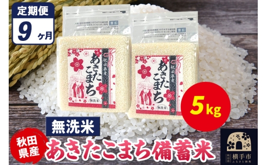 《定期便9ヶ月》あきたこまち 備蓄米 5kg（2.5kg×2袋）【無洗米】令和7年産 秋田県産 こまちライン 2298041 - 秋田県横手市