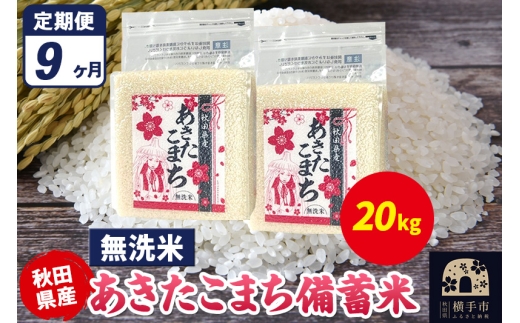 《定期便9ヶ月》あきたこまち 備蓄米 20kg（2.5kg×8袋）【無洗米】令和7年産 秋田県産 こまちライン 2298053 - 秋田県横手市