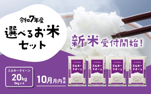 【11月月内発送】ミルキークイーン 20kg 令和7年産 茨城県産 白米 精米 茨城県 お米 米 [SF364yai]