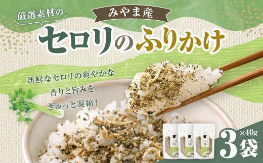 みやま産 セロリのふりかけ 40g 3個 セット セロリ ちりめん しいたけ 金のつきたてごま かつお節 ふりかけ ごはんのお供 ご飯のお供 福岡県 みやま市