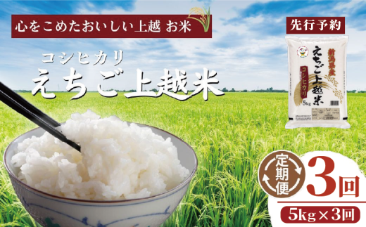 【先行予約】令和7年 新米 新潟県産コシヒカリ えちご上越米　定期便 【3ヶ月連続お届け】5kg×3回 15kg 新潟 米 新潟県 こしひかり 限定 おすすめ 2090636 - 新潟県上越市