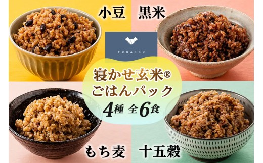 寝かせ玄米ごはんパック 4種ミックス 160g×6食 (小豆ブレンド／黒米ブレンド 各2食、もち麦ブレンド／十五穀ブレンド 各1食)｜玄米 常温保存 パックご飯 備蓄 一人暮らし レトルト 雑穀 [1731] 2306843 - 茨城県稲敷市